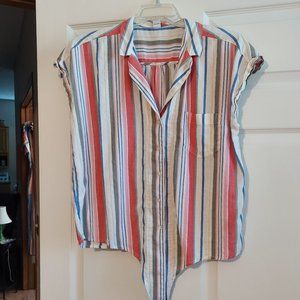 Old Navy Sz L stripe shirt EUC Tie Front